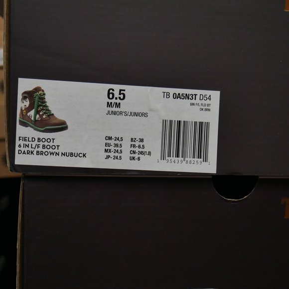 TIMBERLAND Waterproof  6" Field Boots Beef and Broccoli Monogram Youth Size 6Y - Picture 7 of 7